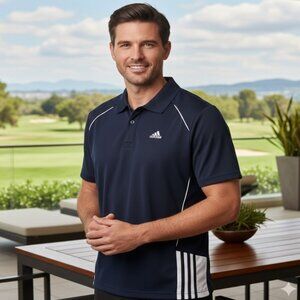 Adidas Climacool Polo Golf Shirt Athletic Blue White Mens Size M